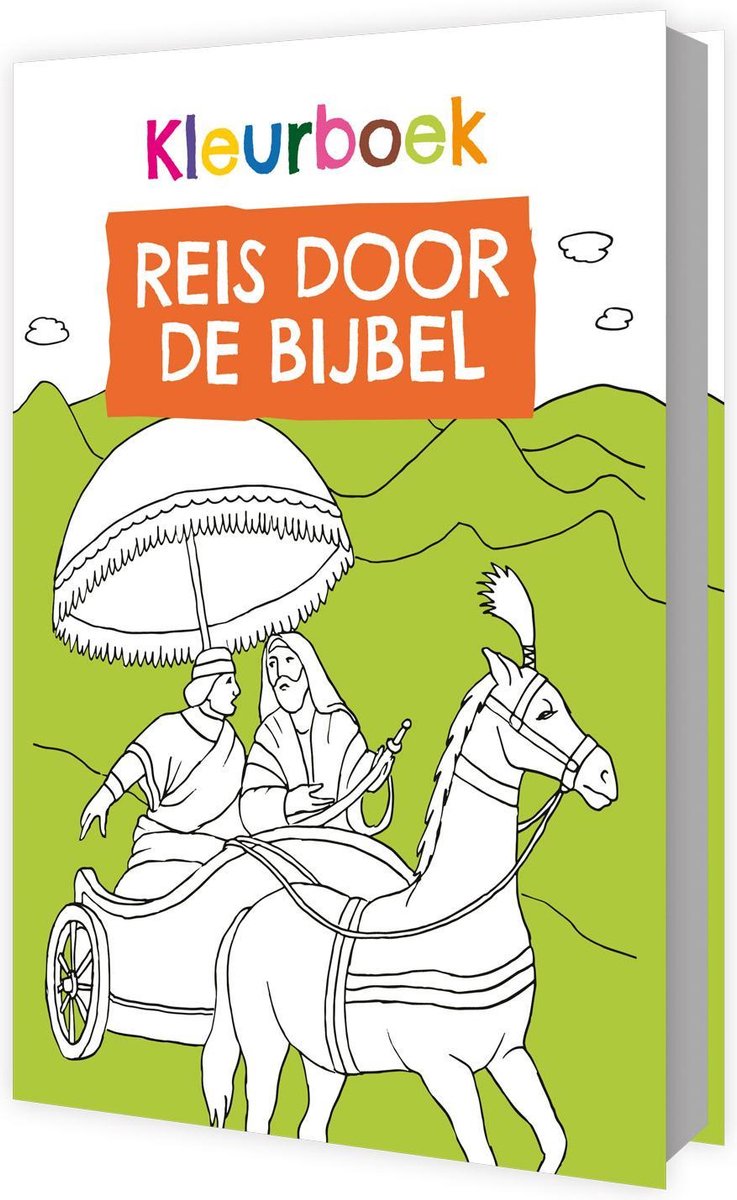 KLEURBOEK - Reis door de Bijbel - 63 christelijke kleurplaten - luxe gebonden hardcover 128 paginas