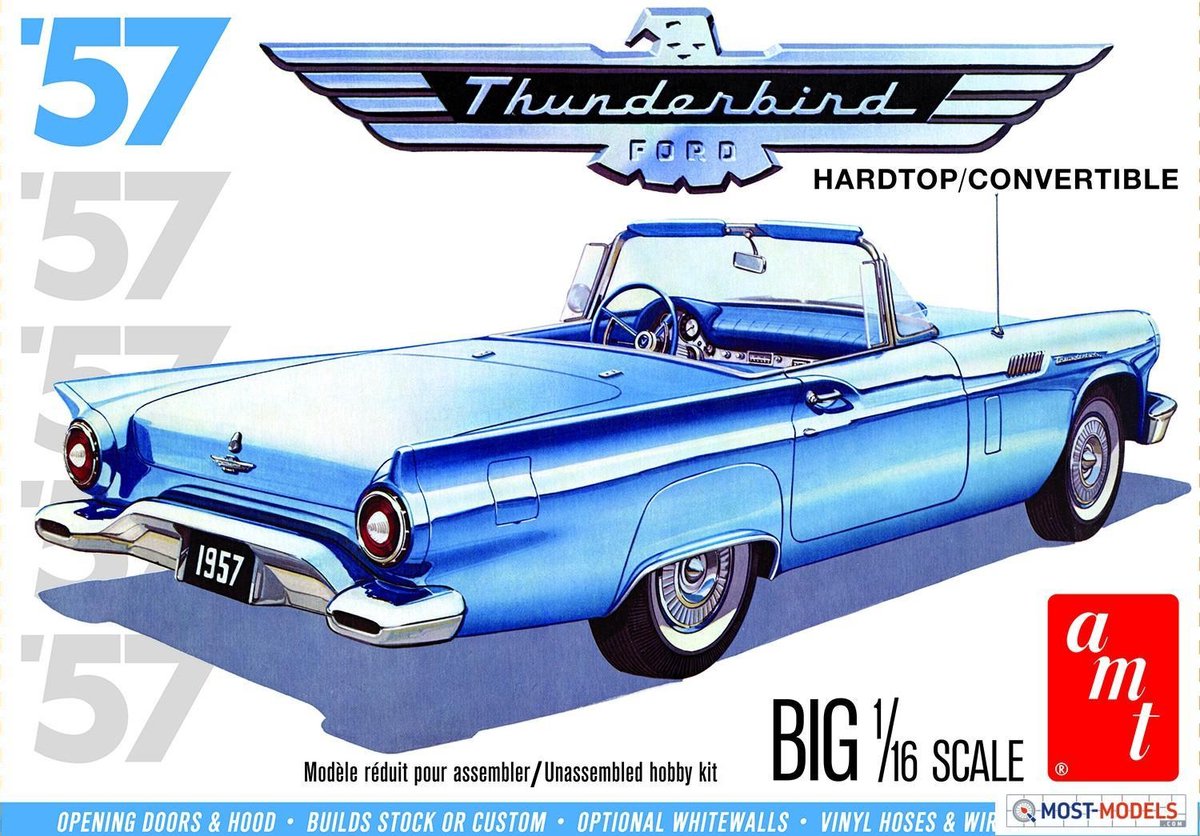 1:16 AMT 1206 Hardtop/Convertible 57 Ford Thunderbird Car Plastic kit