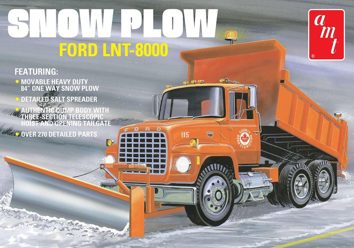 1:25 AMT 1178 Ford LNT-8000 Snow Plow Dump Truck Plastic kit