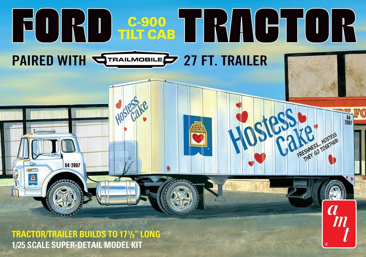 1:25 AMT 1221 Ford C-900 Hostess Truck with Trailer Plastic kit