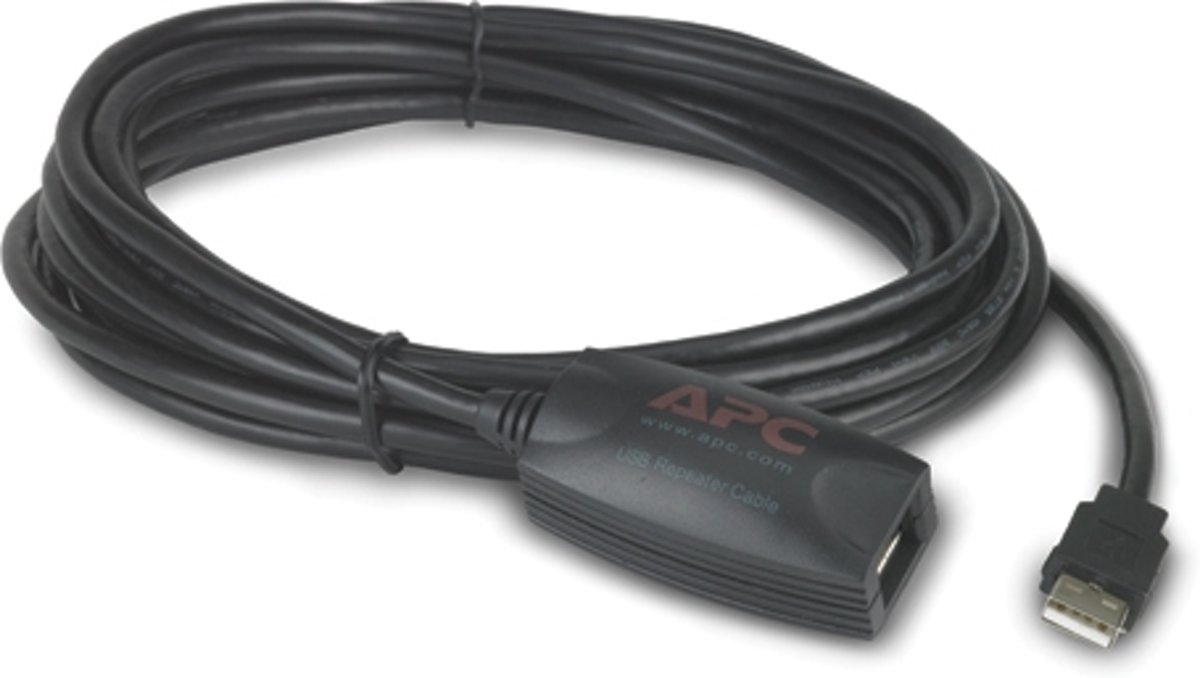 APC NetBotz USB Latching Repeater Cable, Plenum, 5m USB-kabel 5.00 m USB A Male Black