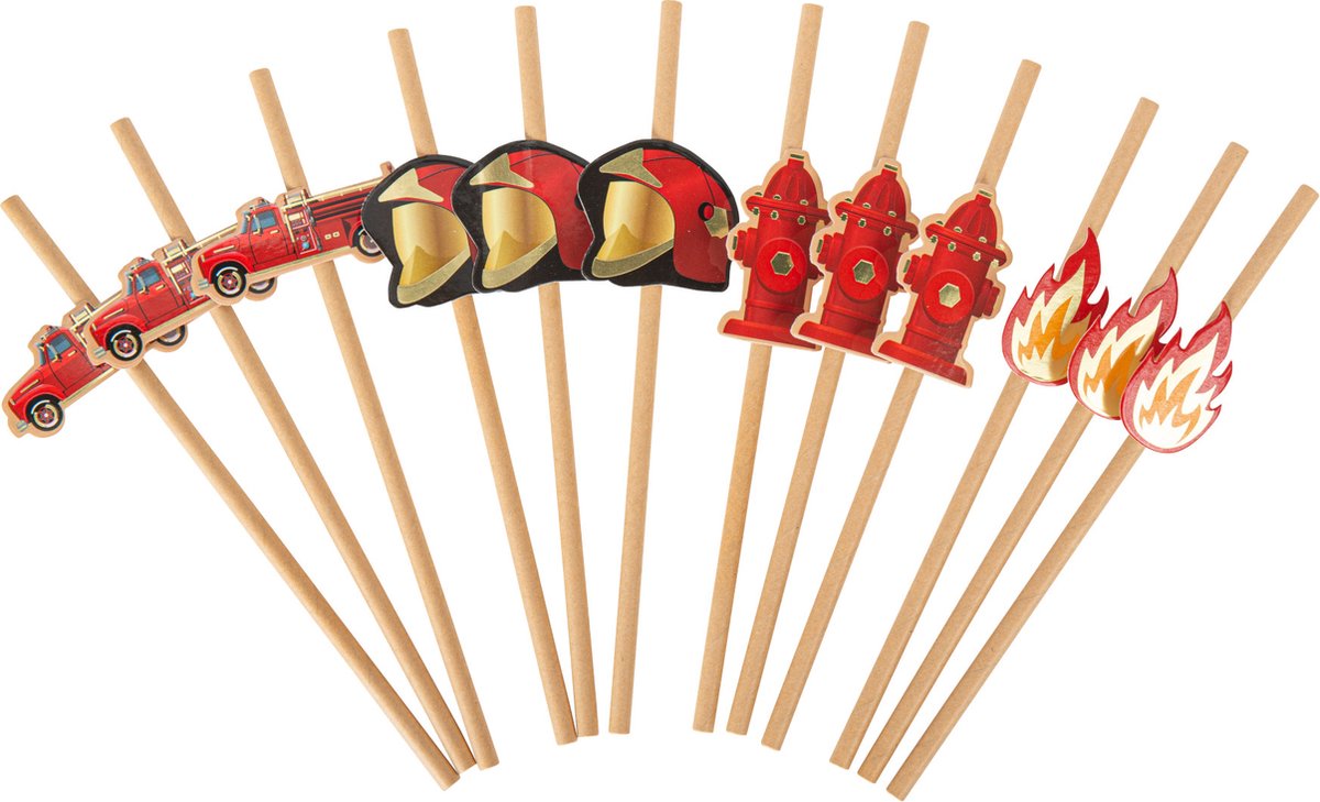ARTYFETES - 12 brandweer rietjes 19,5 cm