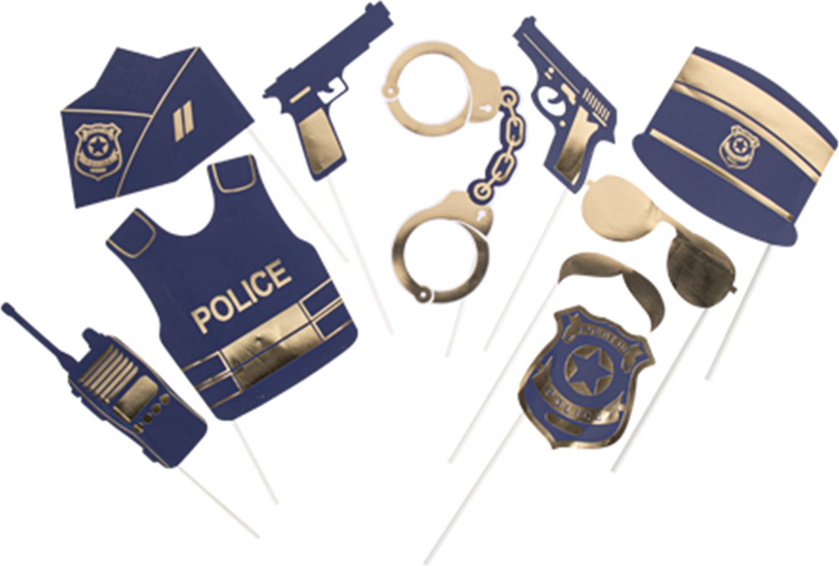 ARTYFETES - Politie photobooth set 10 stuks