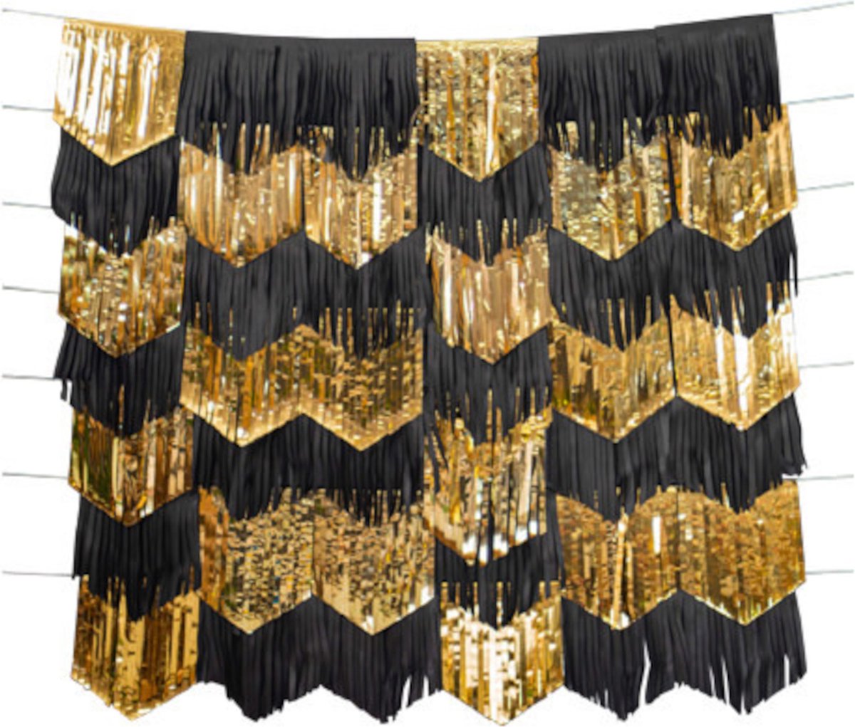 ARTYFETES - Set van 7 kwastjesslingers zwart en goud 2 m