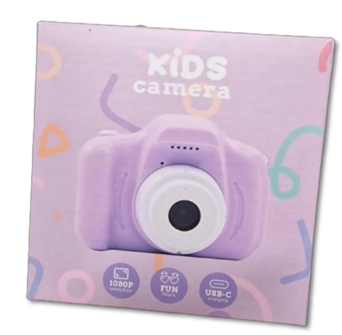 Digitale paarse kindercamera - 32 GB - Full HD - Multifunctioneel