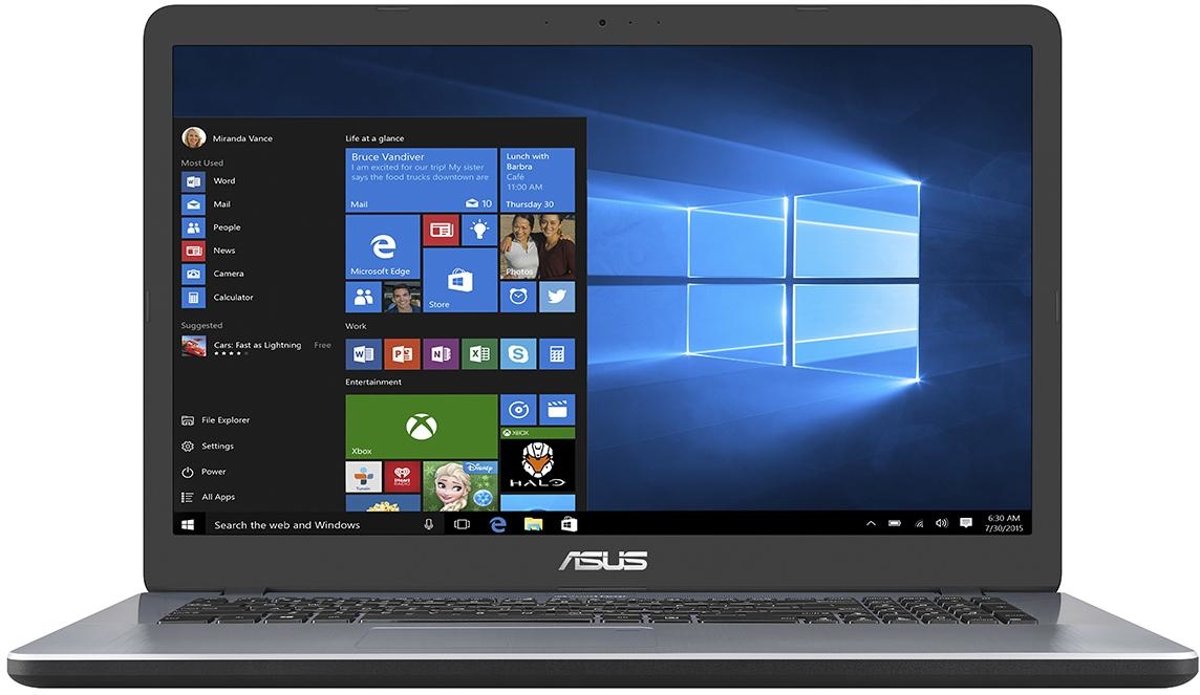 ASUS F705UA-BX429T Grijs Notebook 43,9 cm (17.3) 1600 x 900 Pixels 2,2 GHz Intel® 8ste generatie Core™ i3 i3-8130U