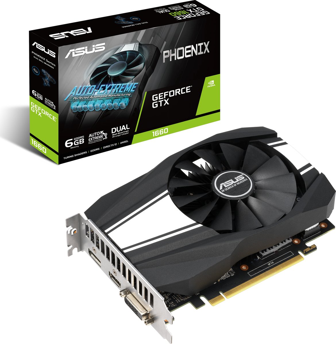 ASUS GeForce PH-GTX1660-6G 6GB GDDR5 192 bit 1xDVI 1xHDMI 1xDP Active