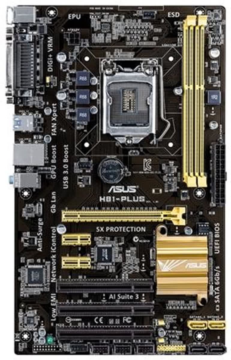 ASUS H81-PLUS Intel H81 LGA 1150 (Socket H3) ATX moederbord