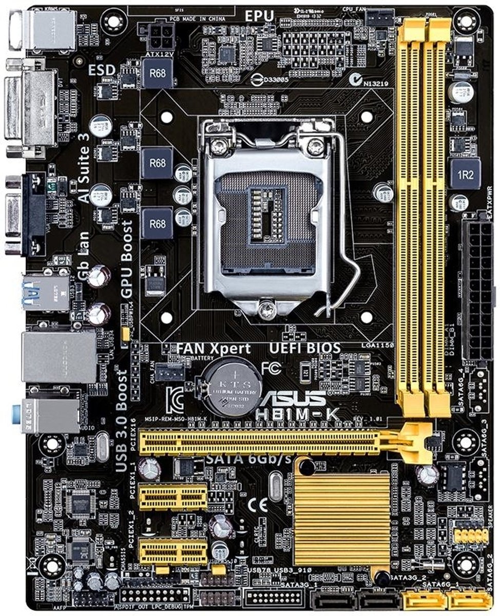 ASUS H81M-K Intel H81 LGA 1150 (Socket H3) Micro ATX moederbord