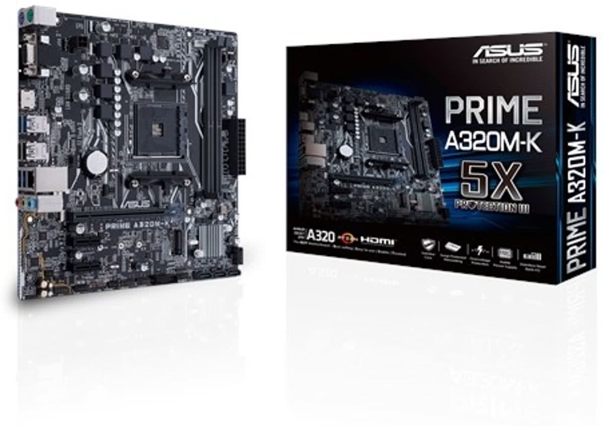 ASUS MB PRIME A320M-K AMD A320 Socket AM4 Micro ATX moederbord