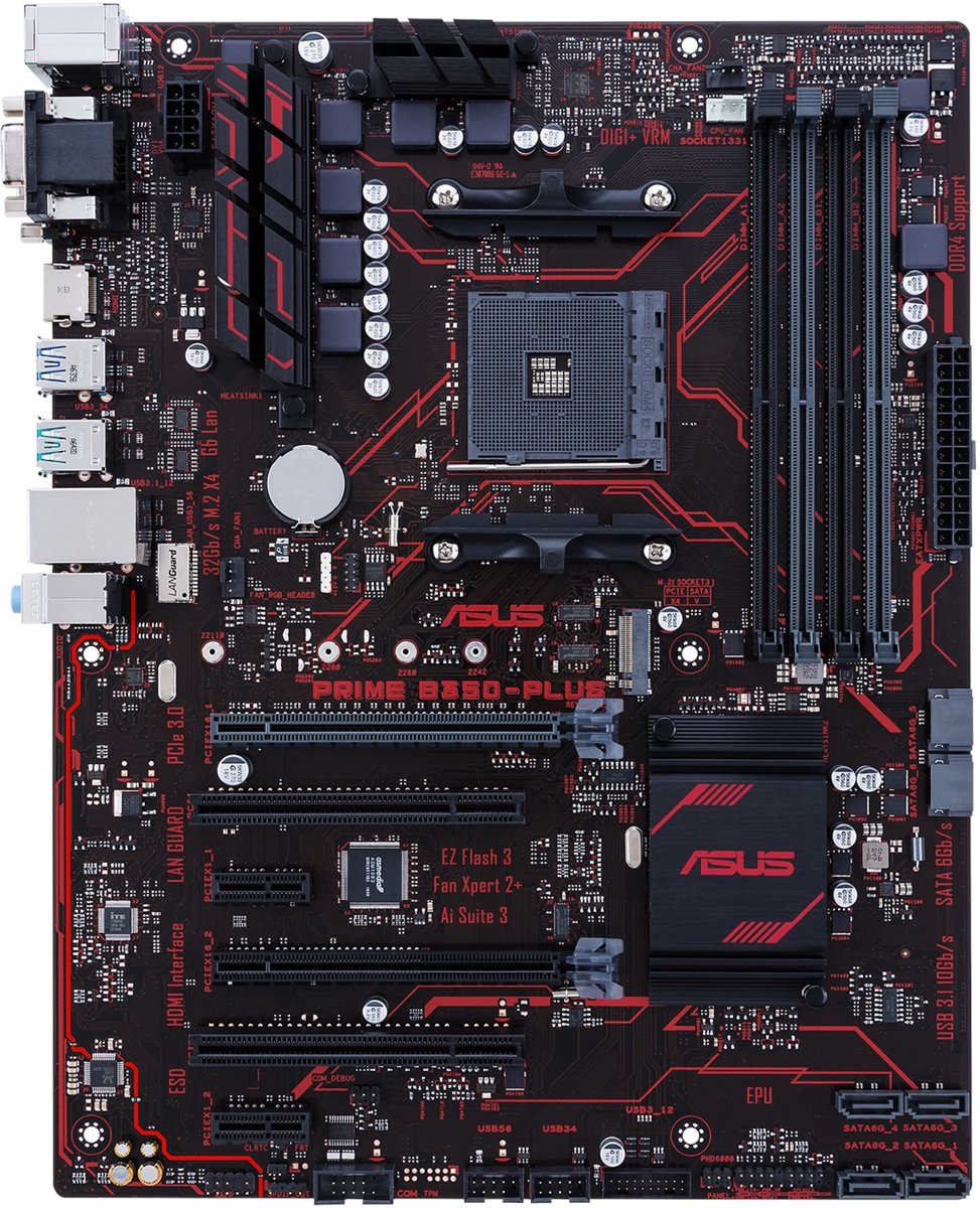 ASUS PRIME B350-PLUS AMD B350 Socket AM4 ATX moederbord