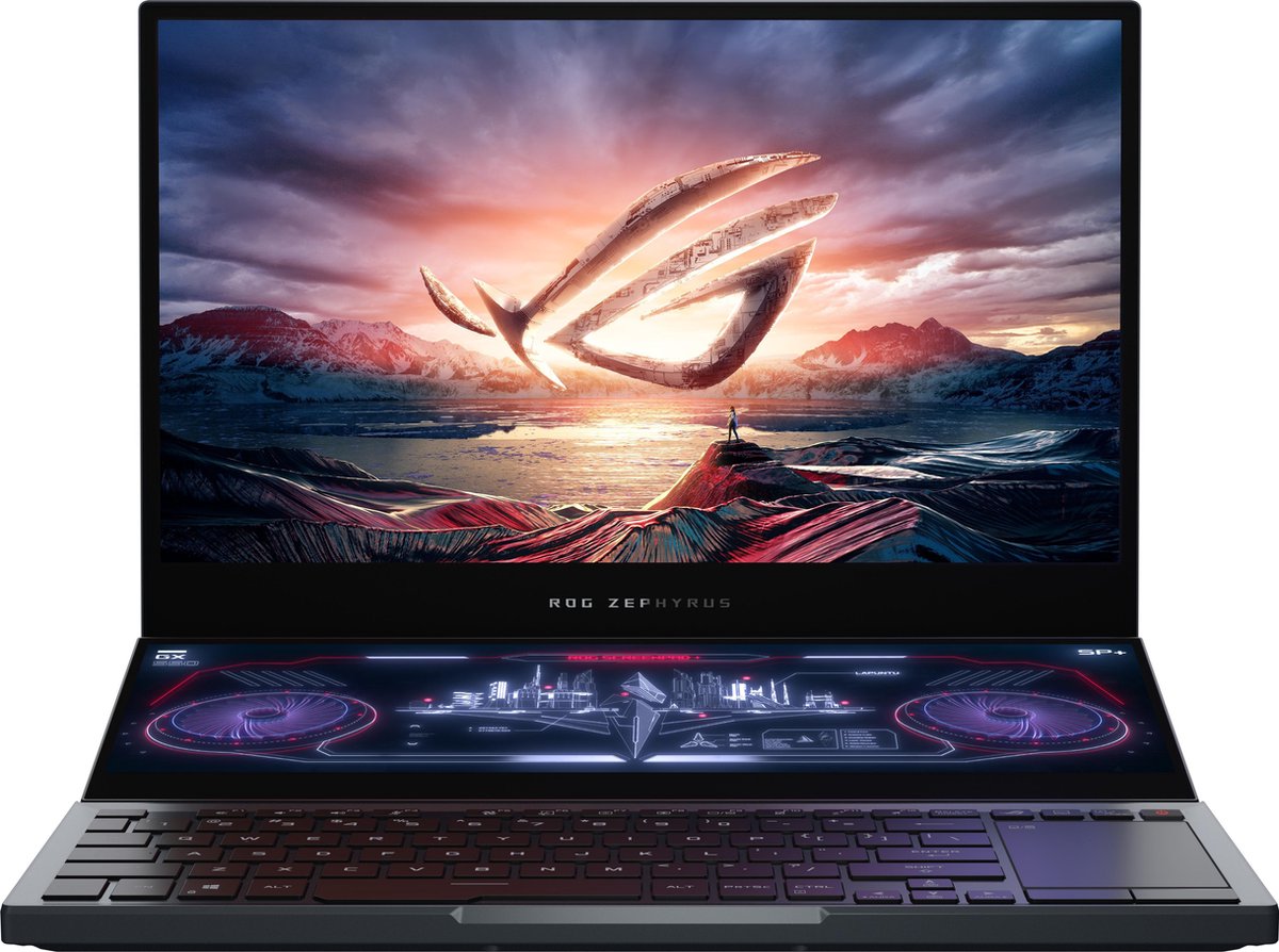 ASUS ROG Zephyrus Duo GX550LWS-HC037T Notebook Zwart, Grijs 39,6 cm (15.6) 3840 x 2160 Pixels Intel® 10de generatie Core™ i7 32 GB DDR4-SDRAM 1000 GB SSD NVIDIA GeForce RTX 2070 Super Wi-Fi 6 (802.11ax) Windows 10 Home