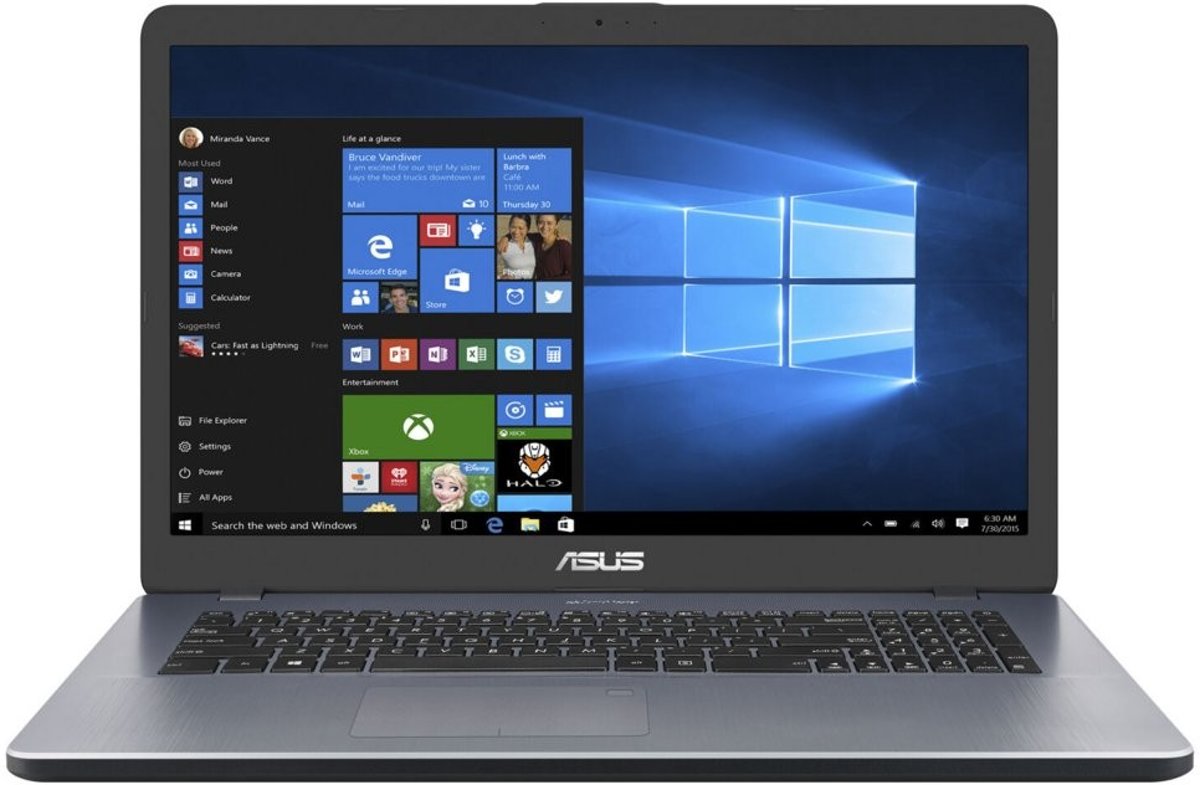 ASUS VivoBook 17 F705UA-BX863  17.3 1600x900 mat scherm Pentium Gold 4417U 4GB DDR4 240GB SSD Windows 10 Pro