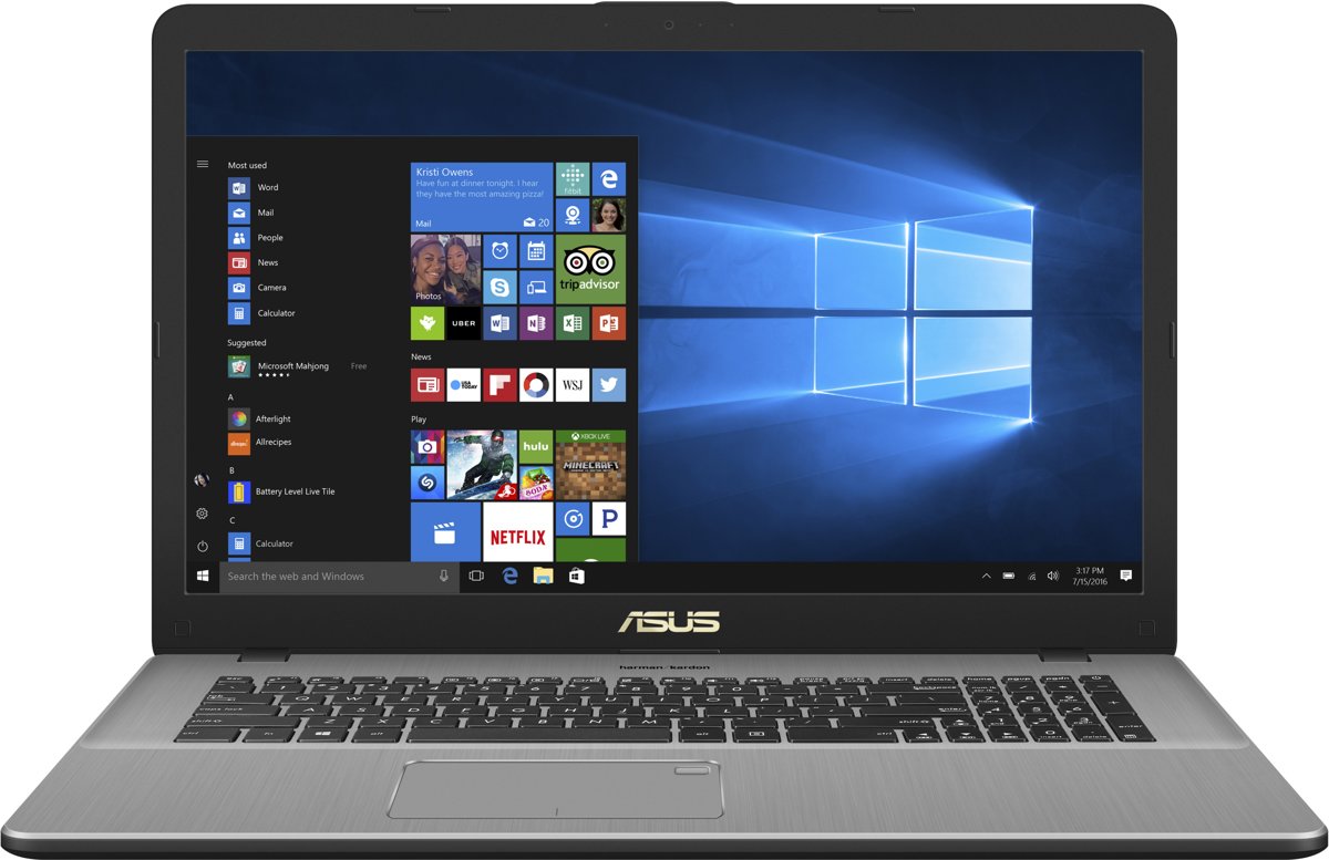 ASUS VivoBook Pro N705UD-GC164T-BE 1.8GHz i7-8550U 17.3 1920 x 1080Pixels Grijs, Roestvrijstaal Notebook