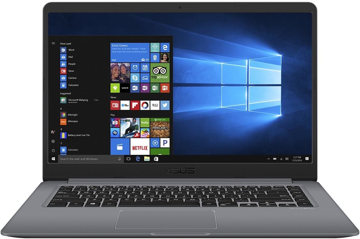 ASUS VivoBook S15 S510UN-BQ121T Grijs Notebook 39,6 cm (15.6) 1920 x 1080 Pixels 1,80 GHz Intel® 8ste generatie Core™ i7 i7-8550U