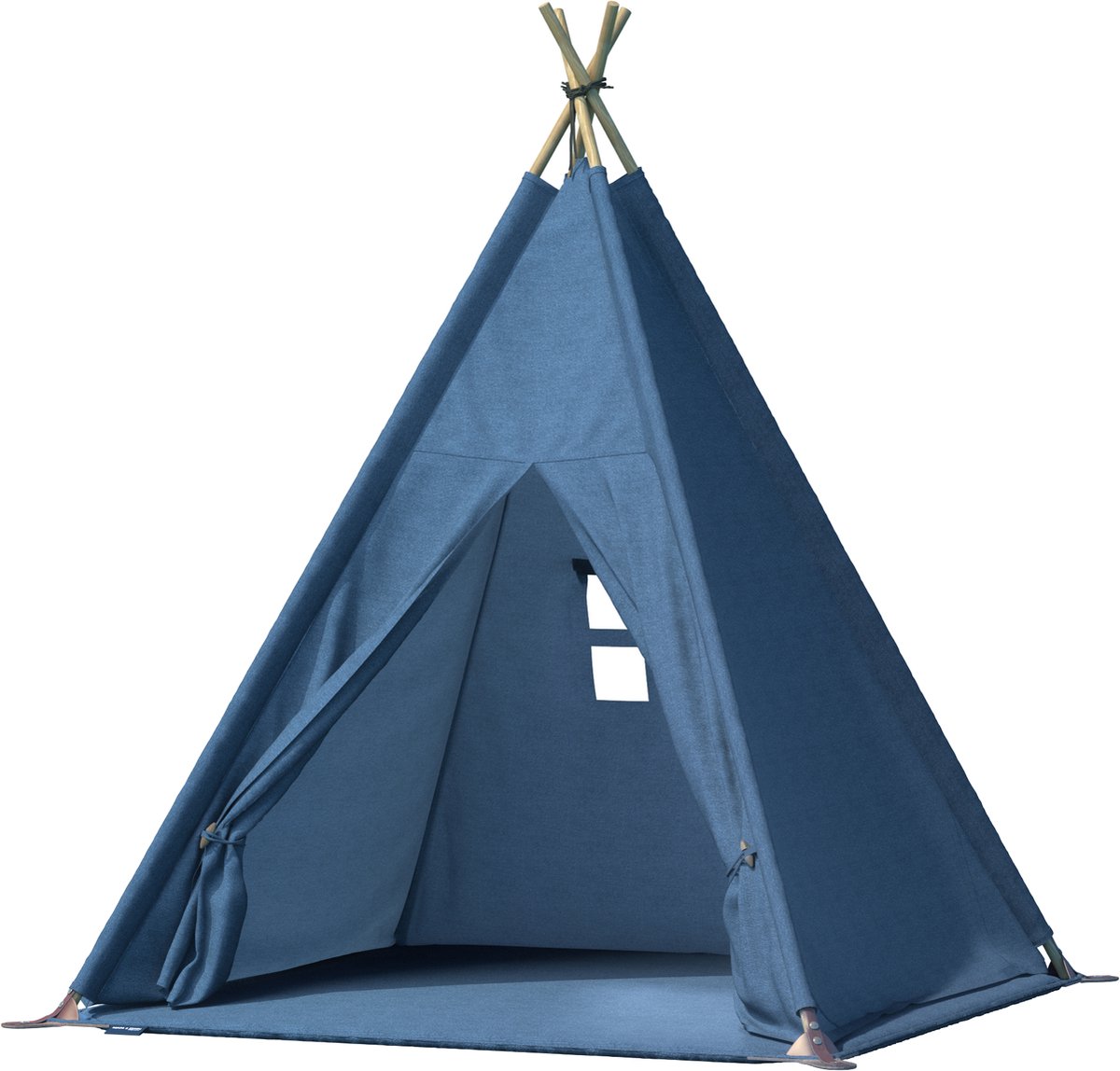 Autentic Tiptoe Tipi - Kindertipi - Billy Blue - Met zachte grondmat - Gerecycleerd Polykatoen