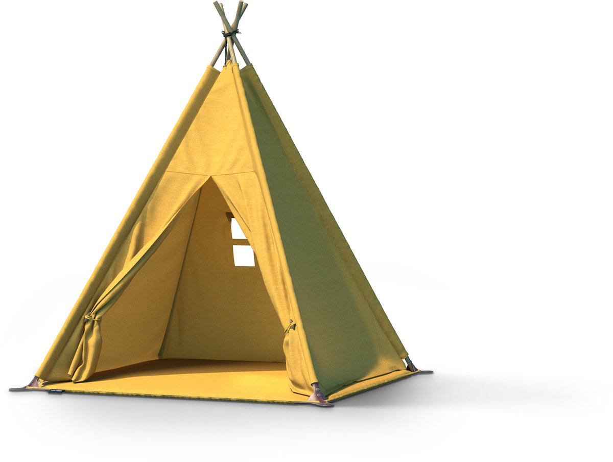 Autentic Tiptoe Tipi - Kindertipi - Mustard - Met zachte grondmat - Gerecycleerd Polykatoen