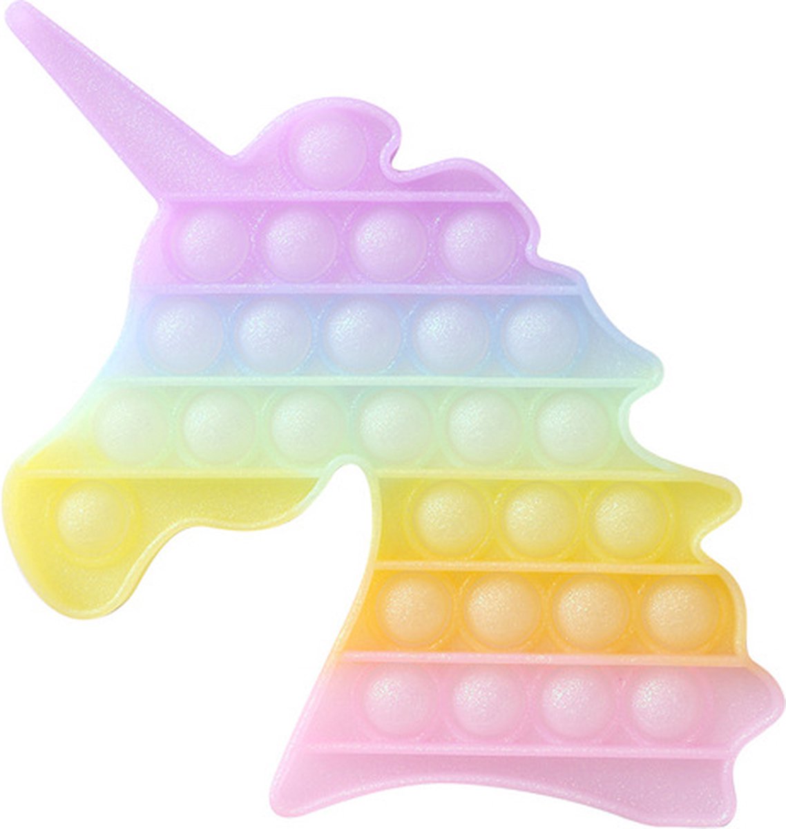 Rainbow / zilver glow in the dark - Pop-It Unicorn - Eenhoorn - Regenboog - Unicorn - Popit -