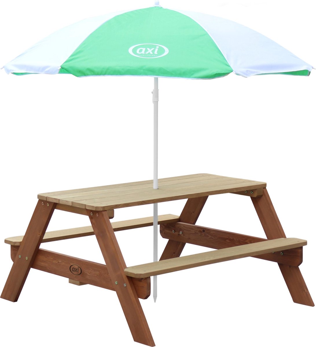   Nick Picknicktafel Bruin - Parasol Groen/wit