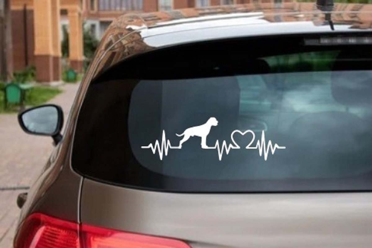 Boxer hond  3 x – autosticker - sticker voor raam auto deur muur laptop - heartbeat - ras - hondensticker - hondenlijn - Doglove - Abany quality design