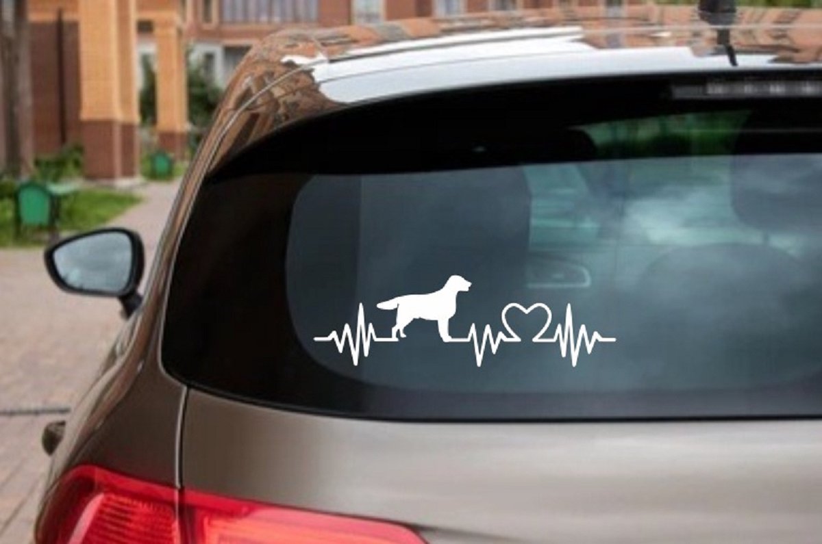 Engelse springer spaniel model 2 3 x – autosticker - sticker voor raam auto deur muur laptop - heartbeat - rashondensticker - hondenlijn – hondenriem - Doglove - Abany quality design