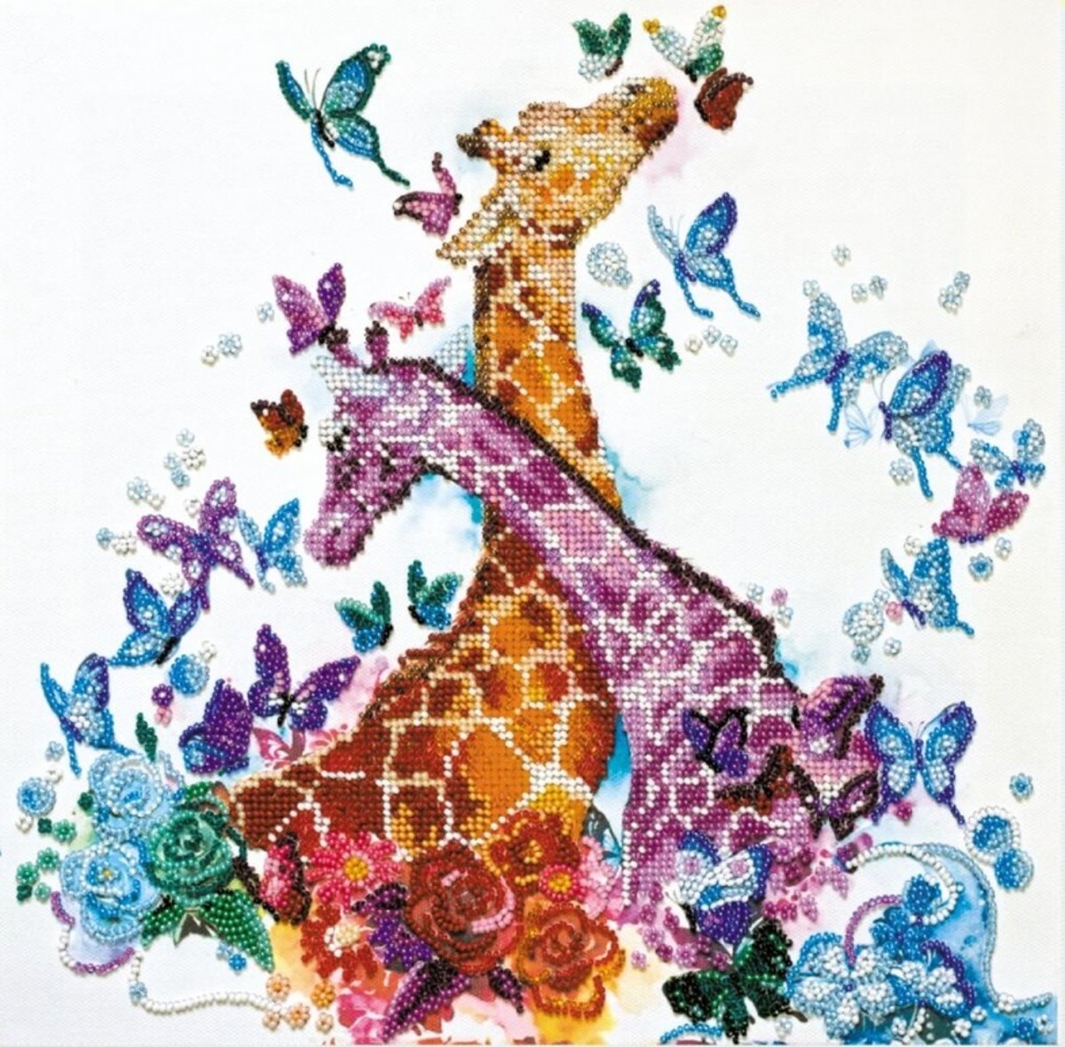 kralen borduurpakket SPOTTY GIRAFFES - ABRIS ART