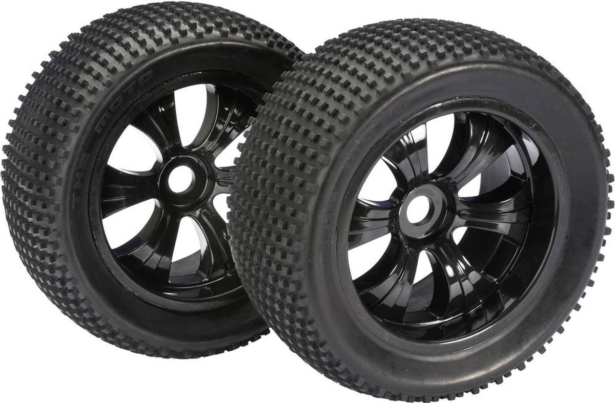 Absima 1:8 Truggy Complete wielen Dirty 6-spaaks Zwart 2 stuk(s)