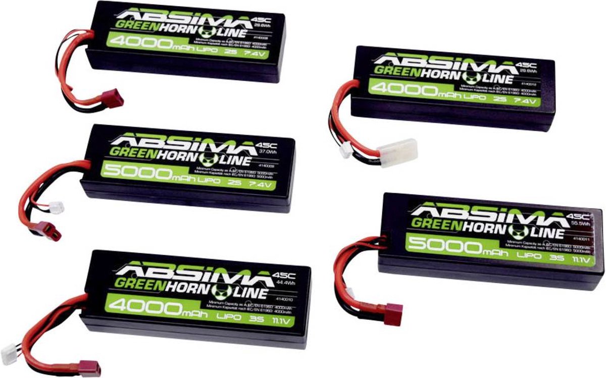 Absima LiPo accupack 7.4 V 4000 mAh Aantal cellen: 2 45 C Box hardcase T-stekkersysteem