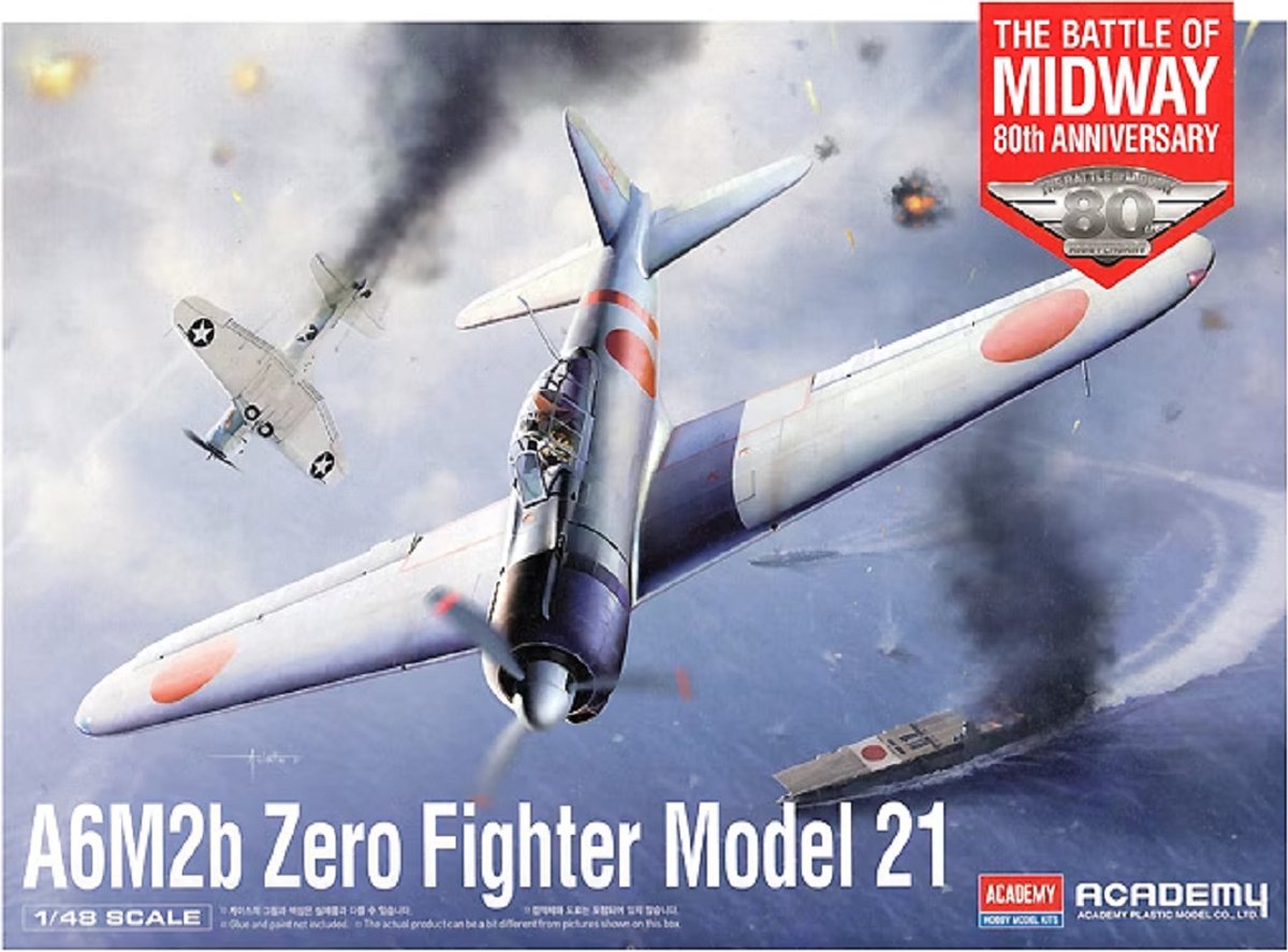 1:48 Academy 12352 Mitsubishi A6M2b Zero Fighter Model 21 - The Battle of Midway Plastic kit