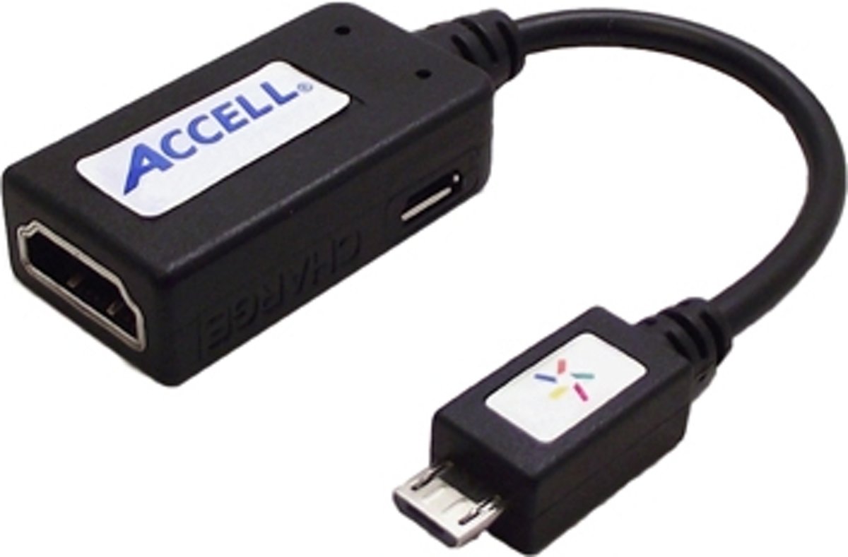 Accell J135B-001B USB Micro-B HDMI Zwart kabeladapter/verloopstukje