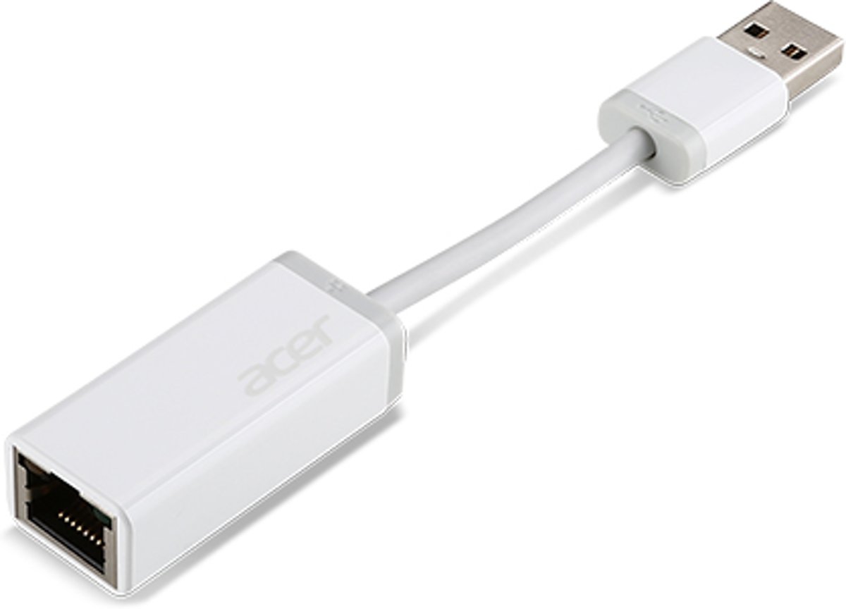 Acer ACB541 - USB 2.0 naar RJ45 kabel - Wit - 14cm - Bulk verpakking