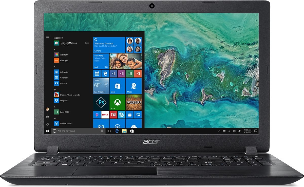 Acer Aspire 3 A315-51-30SG Zwart Notebook 39,6 cm (15.6) 1920 x 1080 Pixels 2,2 GHz Intel® 8ste generatie Core™ i3 i3-8130U