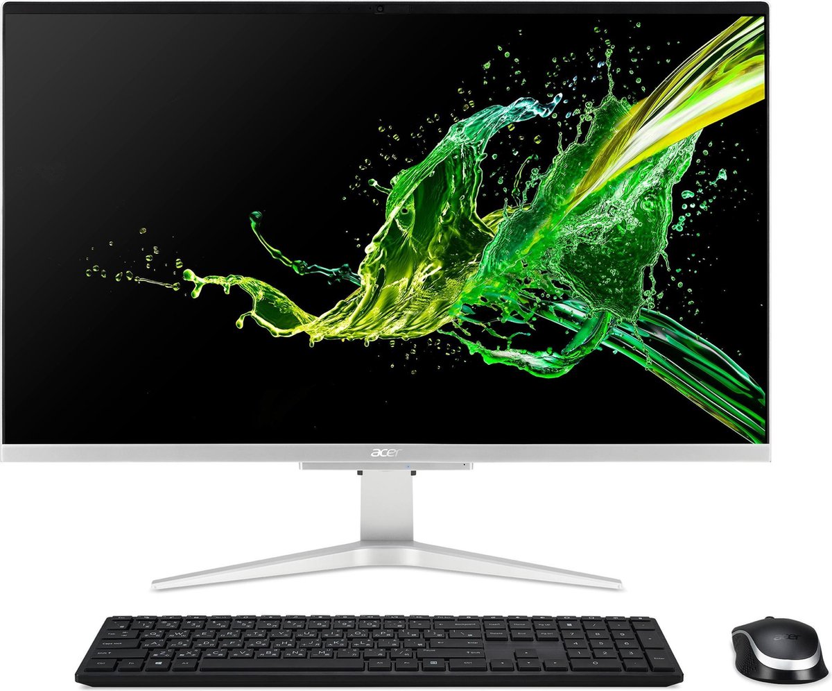 Acer Aspire C27-962 I3528 NL 68,6 cm (27) 1920 x 1080 Pixels Intel® 10e generatie Core™ i3 8 GB DDR4-SDRAM 512 GB SSD Zwart, Zilver Alles-in-één-pc