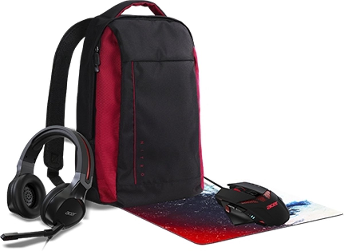 Acer NP.BAG11.00V+NP.MCE11.00G+NP.MSP11.00D+NP.HDS1A.008 notebooktas 39,6 cm (15.6) Rugzak Zwart, Rood