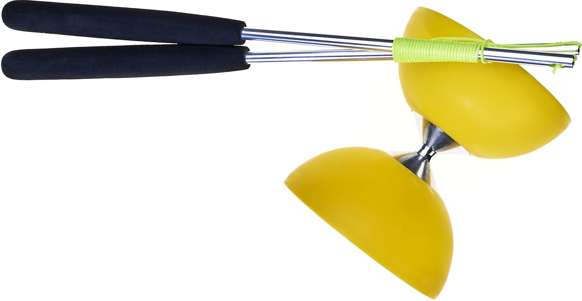 Set Acrobat 105 Rubber Diabolo Yellow + aluminum hand sticks