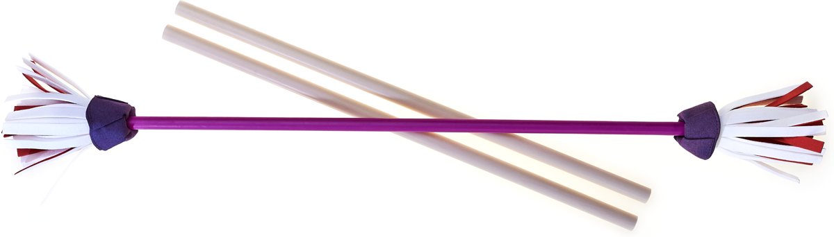 Set Acrobat Flower Stick PURPLE shaft, purple/white/red flower + hand sticks