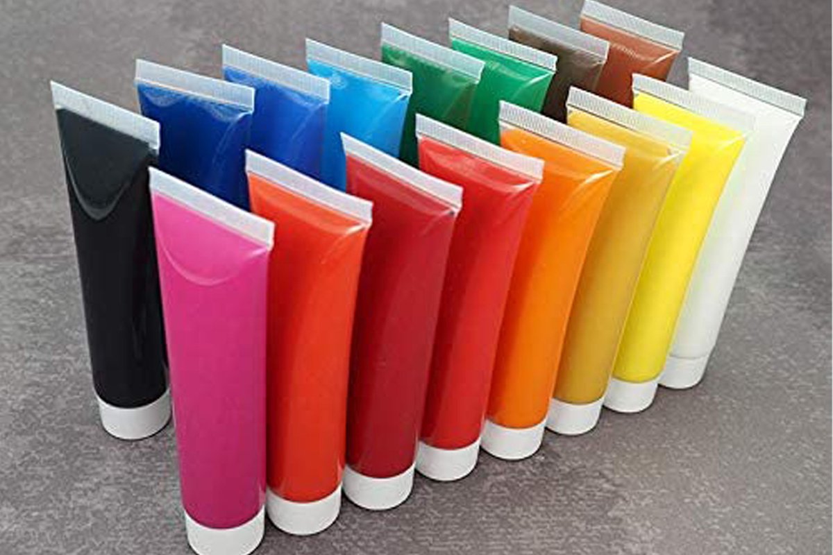 Set van 18 tubes hoogwaardige acrylverf - schilderkleuren voor kunstenaars, gevorderden, beginners - hoge kleurglans