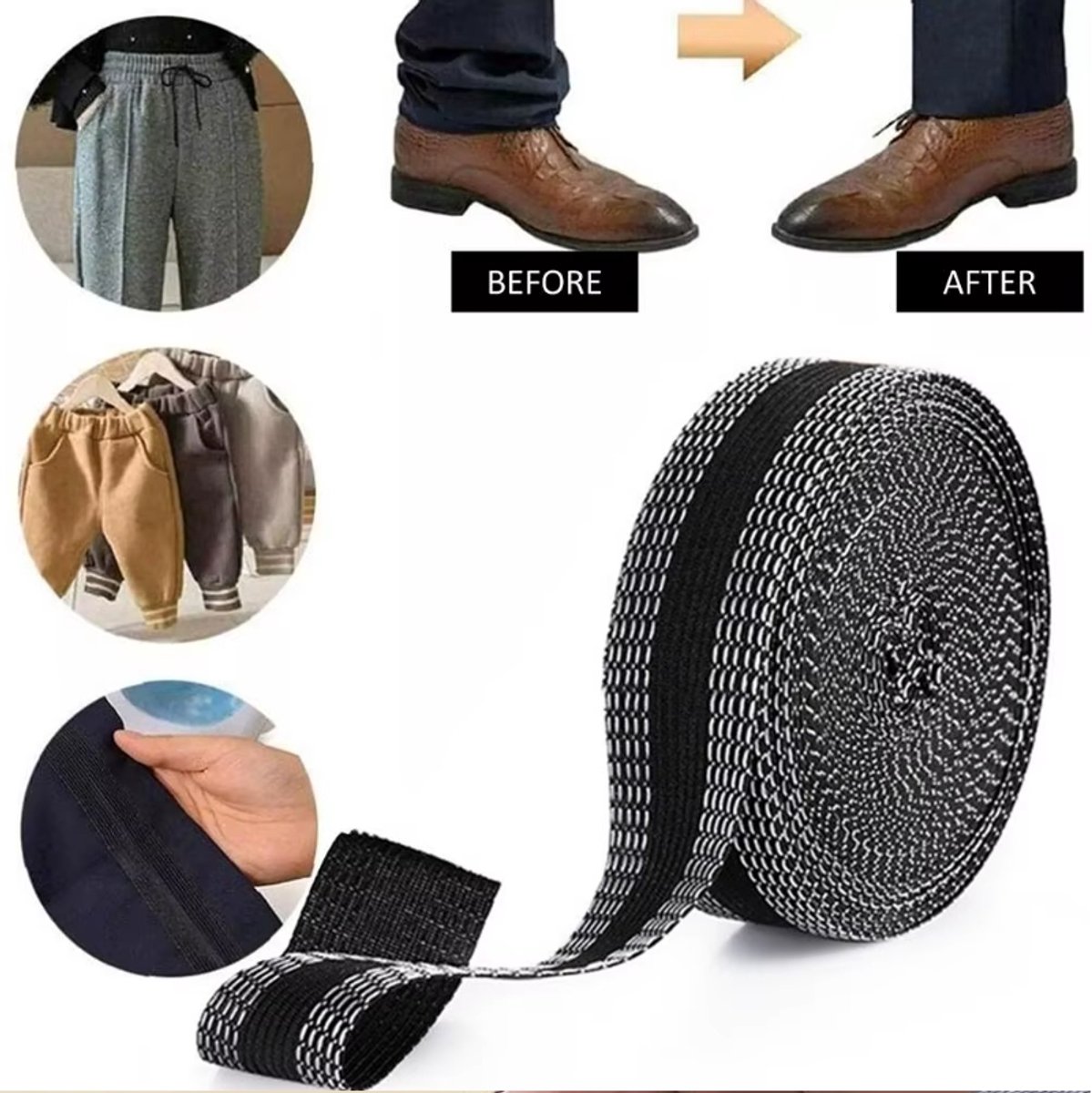   - Opstrijkbare Zoomband - Tape Voor Het Inkorten Van Broeken - Zwart Strijkband – Broek Inkorten - Ook Voor Gordijnen & Tafelkleden - 3 Meter