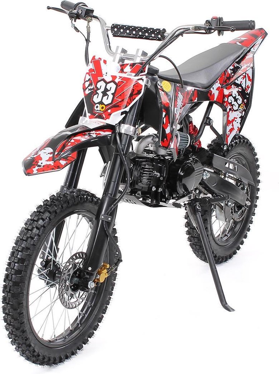 Kindermotor Crossmotor Predator 125cc Zwart & Rood - Motorfiest voor Kinderen - Dirt Bike, Motorbike, Motorcross