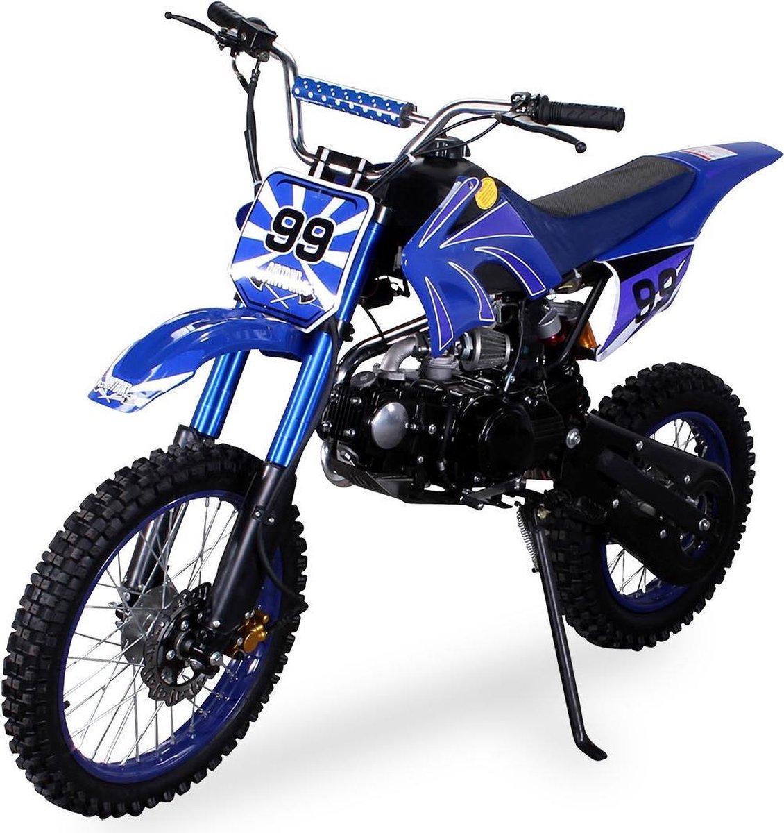 Motorcross Dirtbike 125cc 4 takt Blauw - Motorfiest voor Kinderen - Crossmotor, Motorbike, Kindermotor