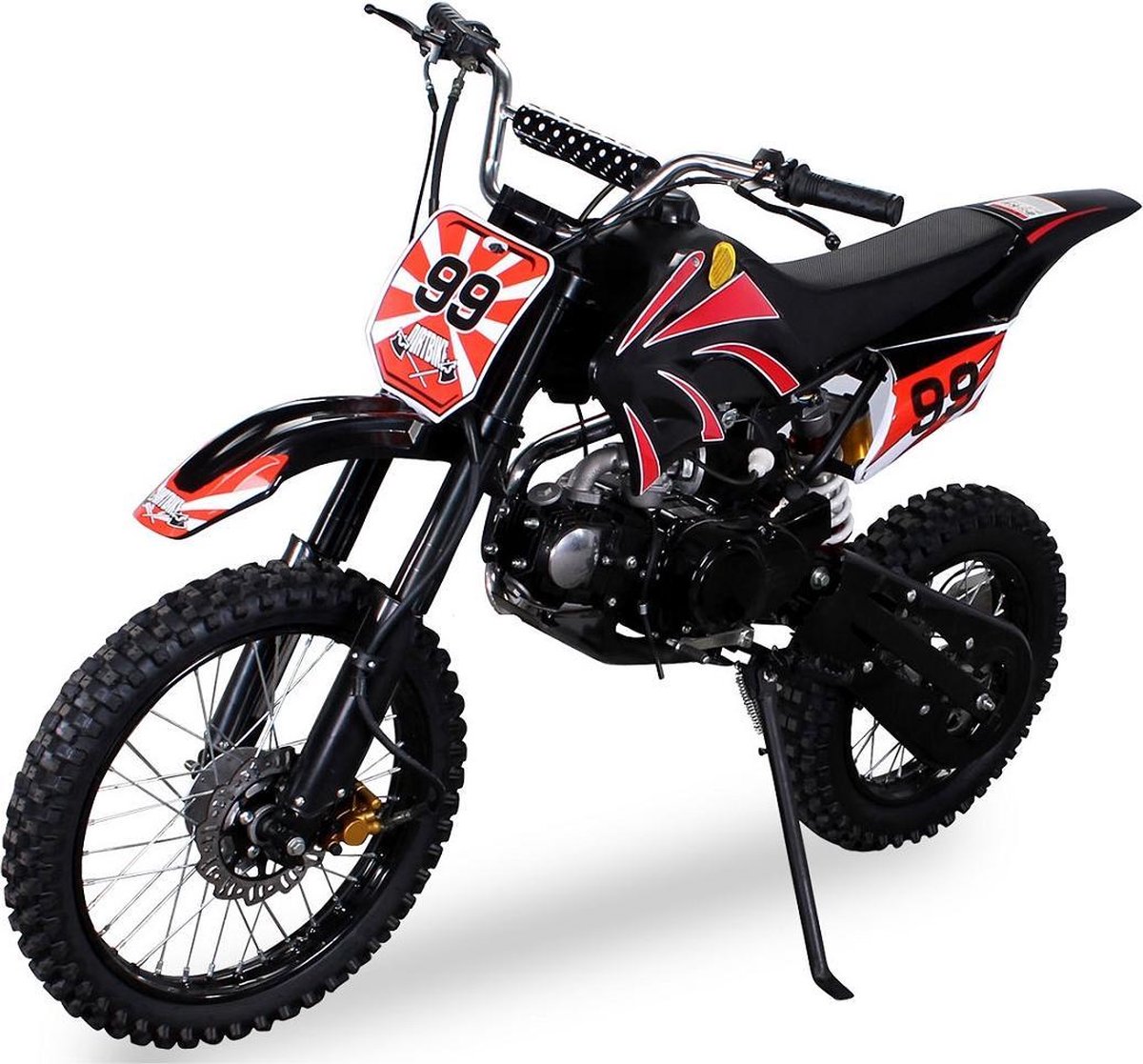 Motorcross Dirtbike 125cc 4 takt Zwart - Motorfiest voor Kinderen - Crossmotor, Motorbike, Kindermotor