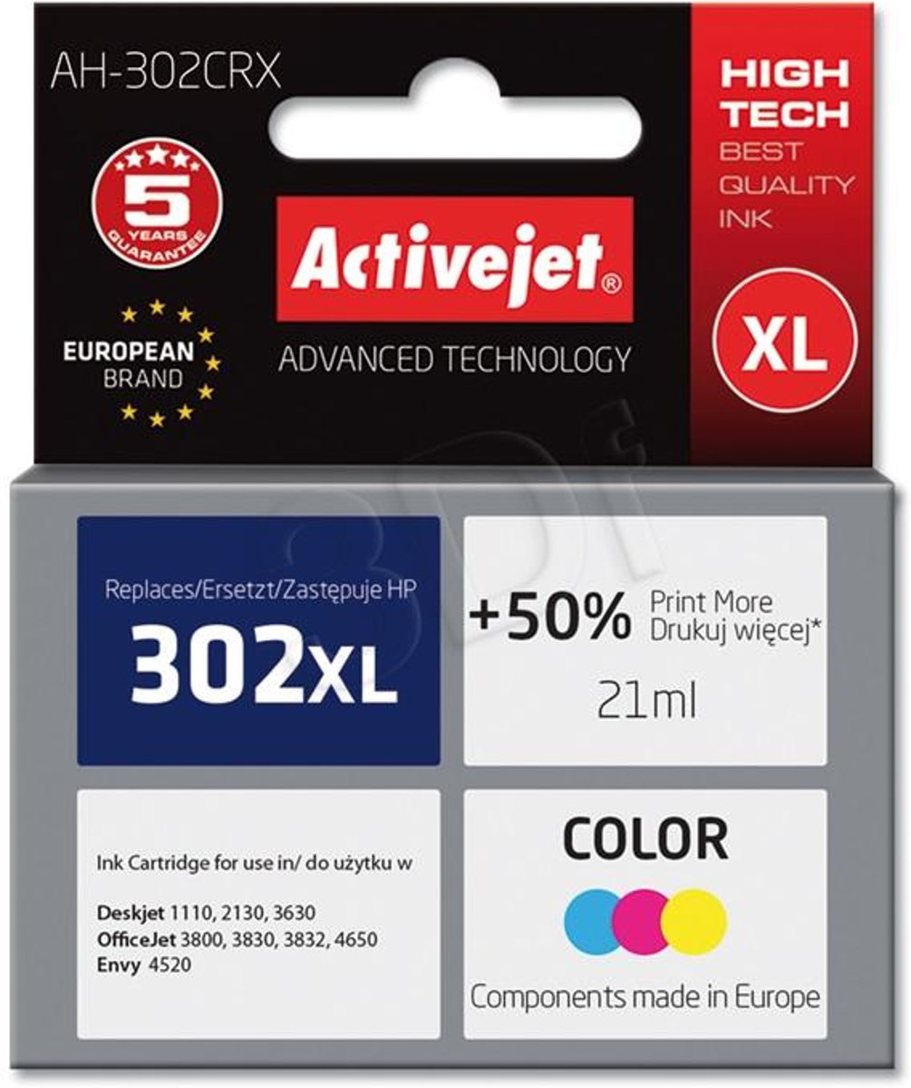 ActiveJet - Inktcartridge / Alternatief voor HP 302XL kleur