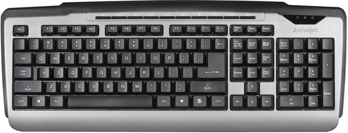 Activejet K-3111 toetsenbord USB QWERTY US International Zwart, Grafiet