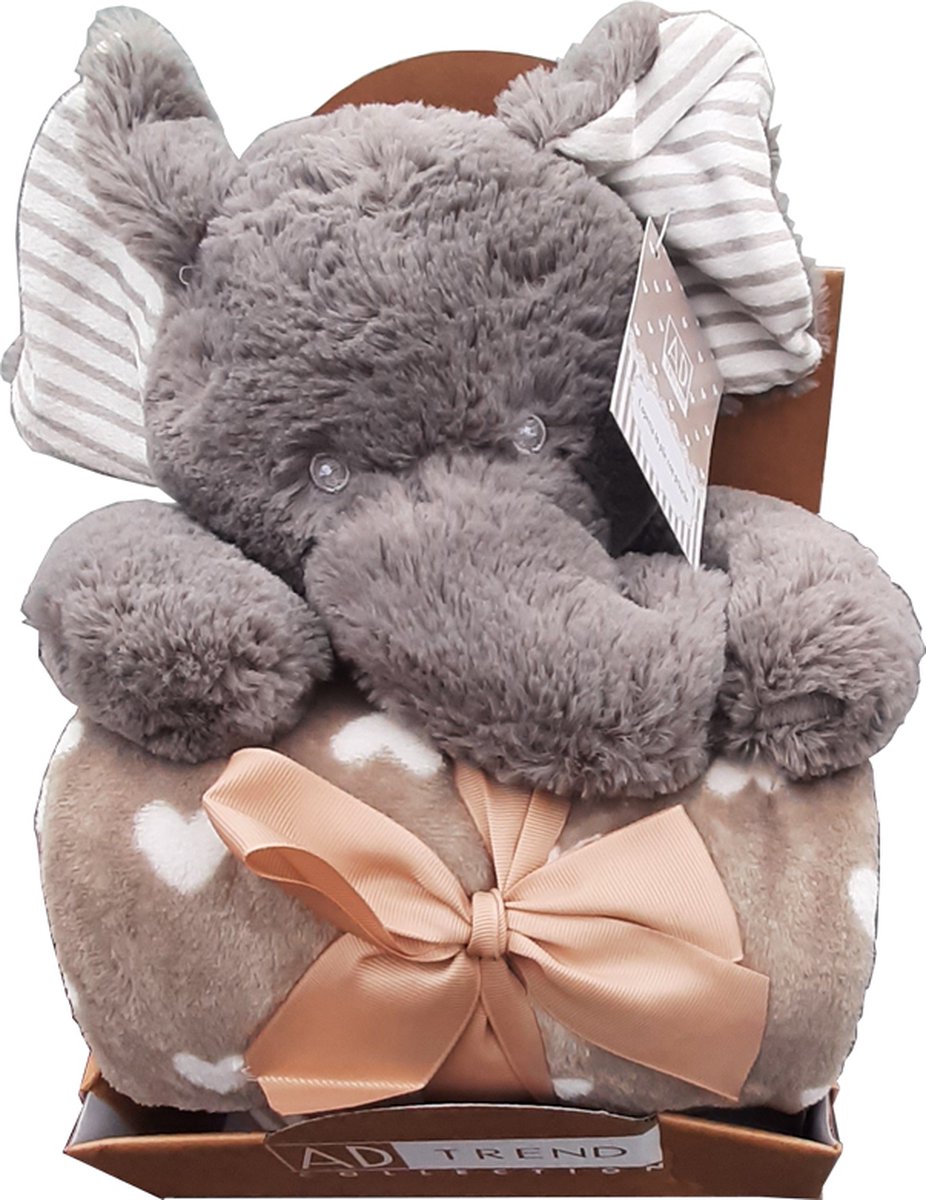 Pluche Olifant + deken - Set Cadeau kraam cadeau - babys - Kinderen - Knuffel - Knuffeldier