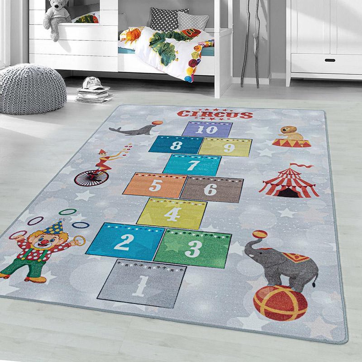 Speelkleed - Pleun Circus Hinkelbaan Grijs 100x150cm