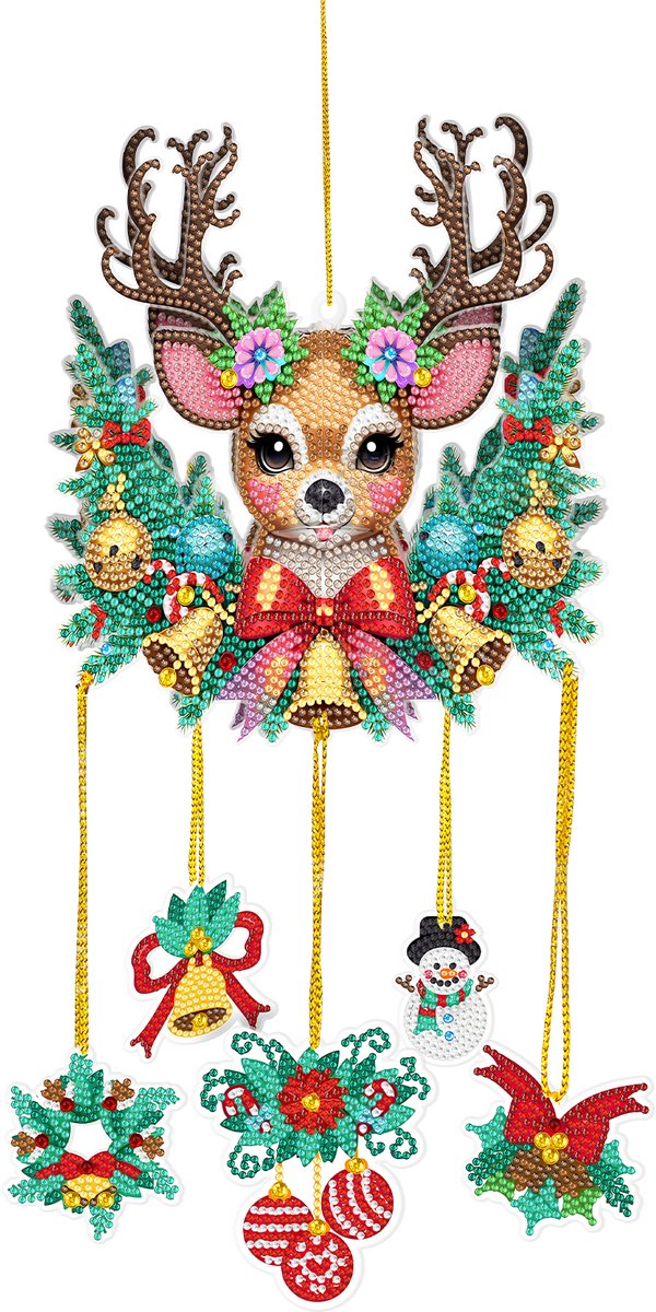 Adorzy Diamond Painting 3D Raamhanger Rendier – Diamond Painting Volwassenen – Diamond Painting Kinderen – Raamhanger Rendier