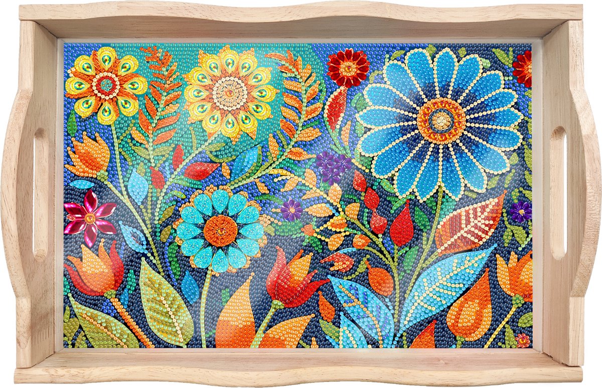 Adorzy Diamond Painting Dienblad Bloemen XL – 35cm × 24,5 cm - Diamond Painting Volwassenen – Diamond Painting Volledig Pakket