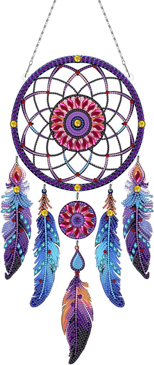 Adorzy Diamond Painting Dromenvanger – Dreamcatcher - Diamond Painting Volwassenen – Diamond Painting Kinderen –Muurdecoratie – Wanddecoratie