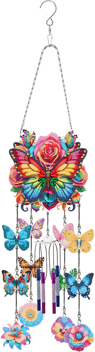 Adorzy Diamond Painting Windgong – Raamhanger - Diamond Painting Volwassenen – Diamond Painting Kinderen – Raamhanger Vlinder