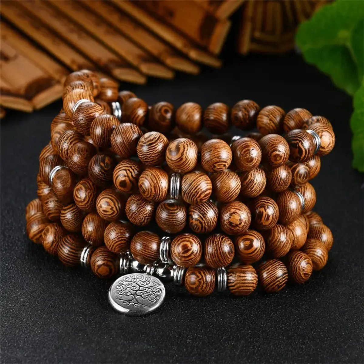 Afecto gebedsketting Boom 108 Houten Kralen Armband - Mala Boeddha Bedel armband Vrouwen Mannen‎ en kinderen